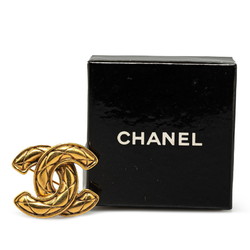 Chanel Matelasse Coco Mark Brooch Gold Plated Women's CHANEL