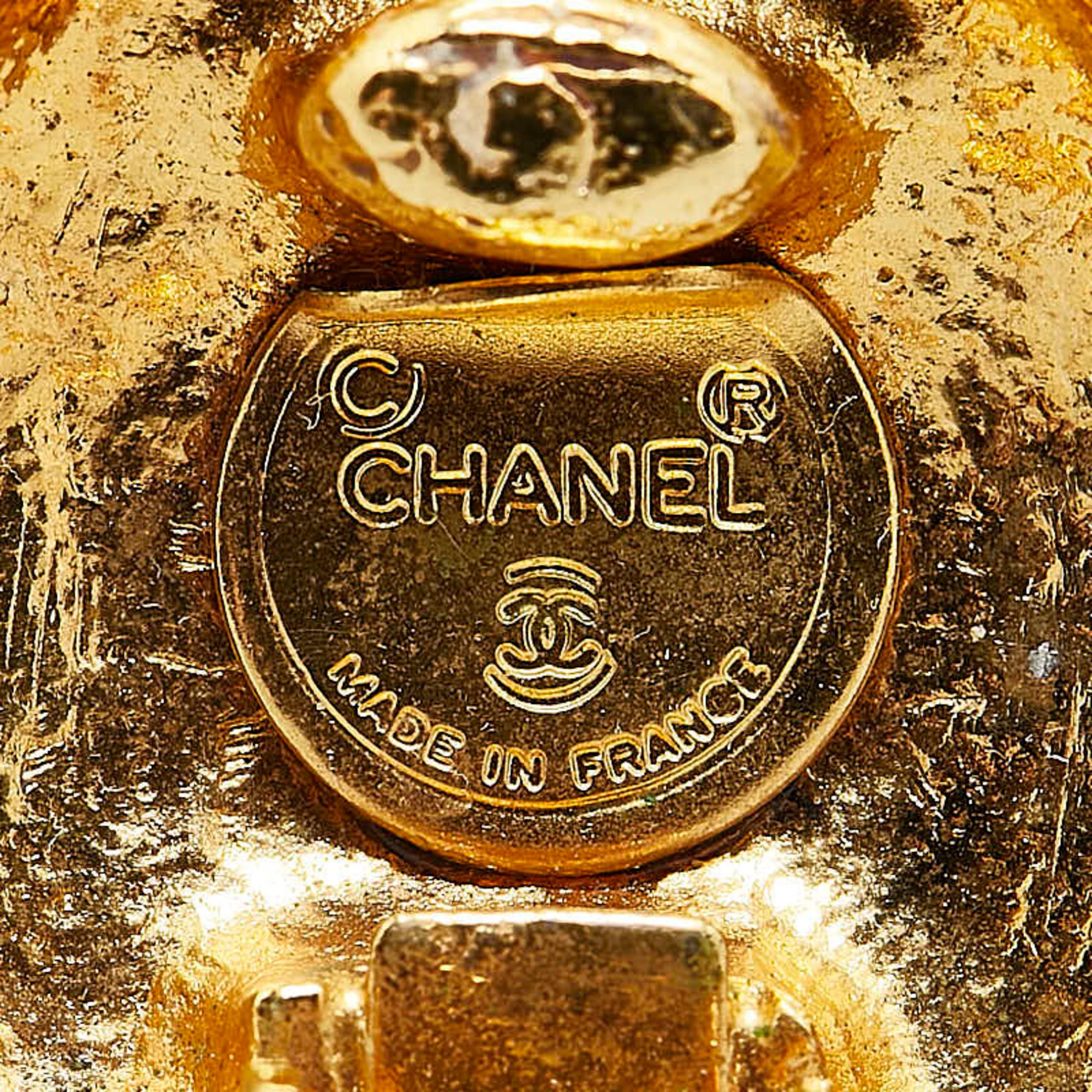 Chanel Coco Mark Round Earrings Gold Plated Women's CHANEL