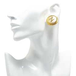 Chanel Coco Mark Round Earrings Gold Plated Women's CHANEL