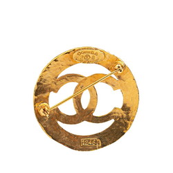 Chanel Round Coco Mark Brooch Gold Plated Women's CHANEL