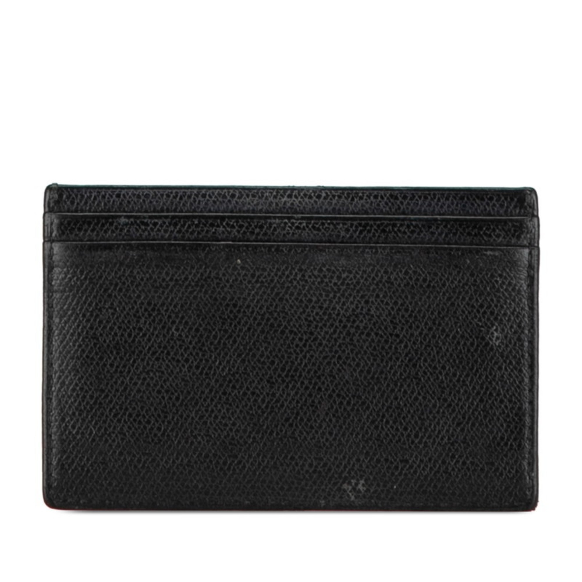 CHANEL COCO MARK CARD CASE PASS BLACK LEATHER WOMEN'S