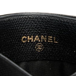 CHANEL COCO MARK CARD CASE PASS BLACK LEATHER WOMEN'S