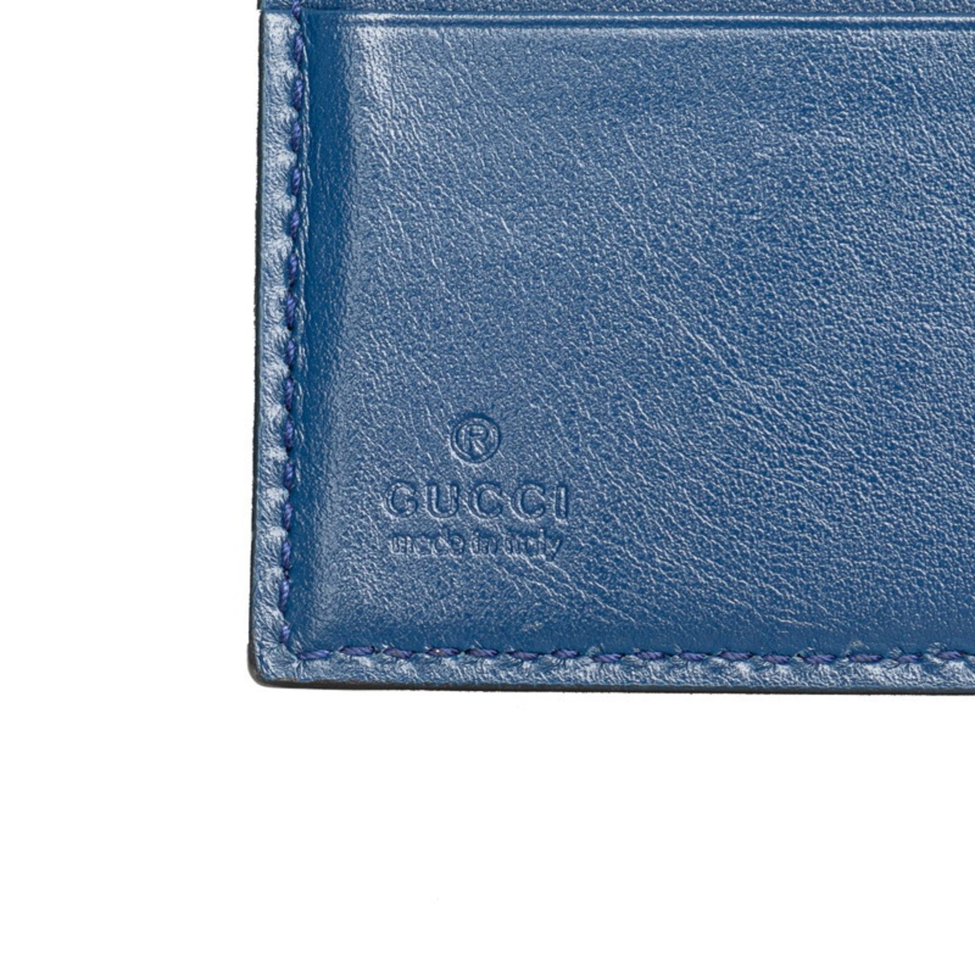 Gucci GG embossed bi-fold wallet compact 625555 navy leather men's GUCCI