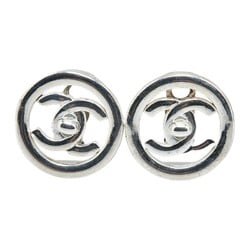 Chanel Coco Mark Turnlock Earrings Silver Metal Women's CHANEL