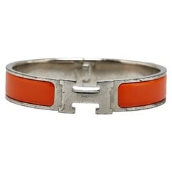 Hermes Click-Clack H PM Bangle Silver Orange Metal Women's HERMES