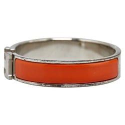 Hermes Click-Clack H PM Bangle Silver Orange Metal Women's HERMES