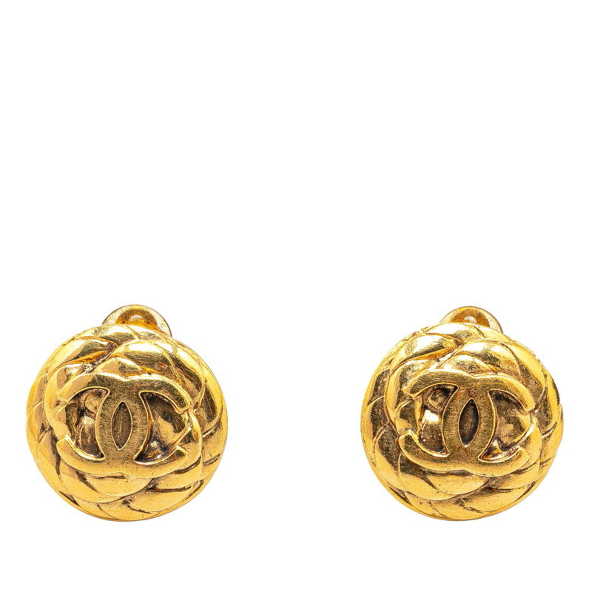 Chanel Coco Mark Earrings Gold Plated Women's CHANEL