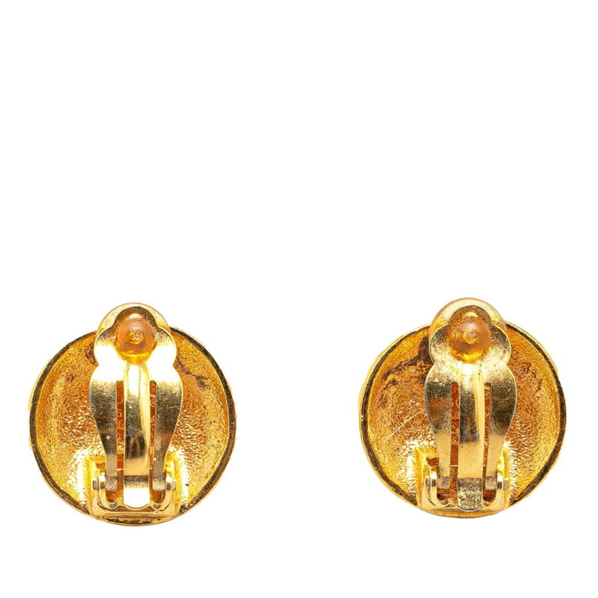 Chanel Coco Mark Earrings Gold Plated Women's CHANEL