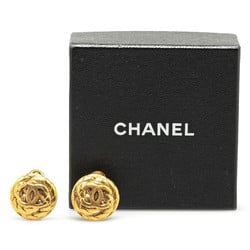 Chanel Coco Mark Earrings Gold Plated Women's CHANEL