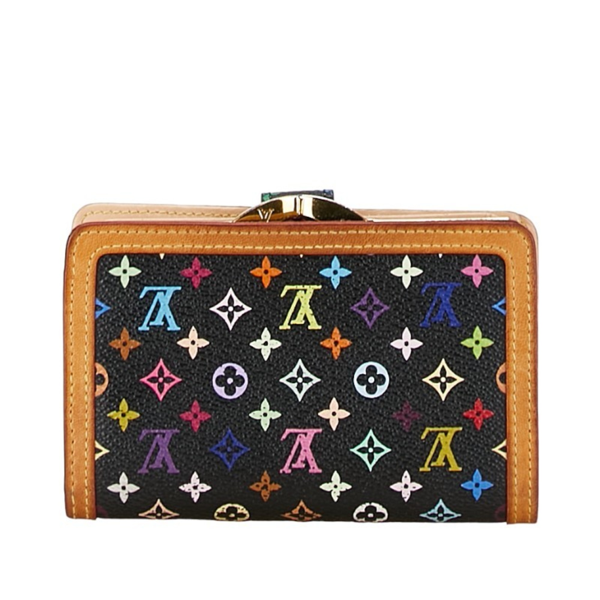 Louis Vuitton Monogram Multicolor Portemonnay Bi-fold Wallet M92988 Noir Black PVC Leather Women's LOUIS VUITTON