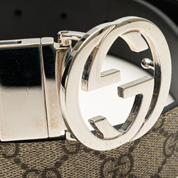 Gucci GG Supreme Belt Size: 85/34 473030 Beige Silver PVC Women's GUCCI