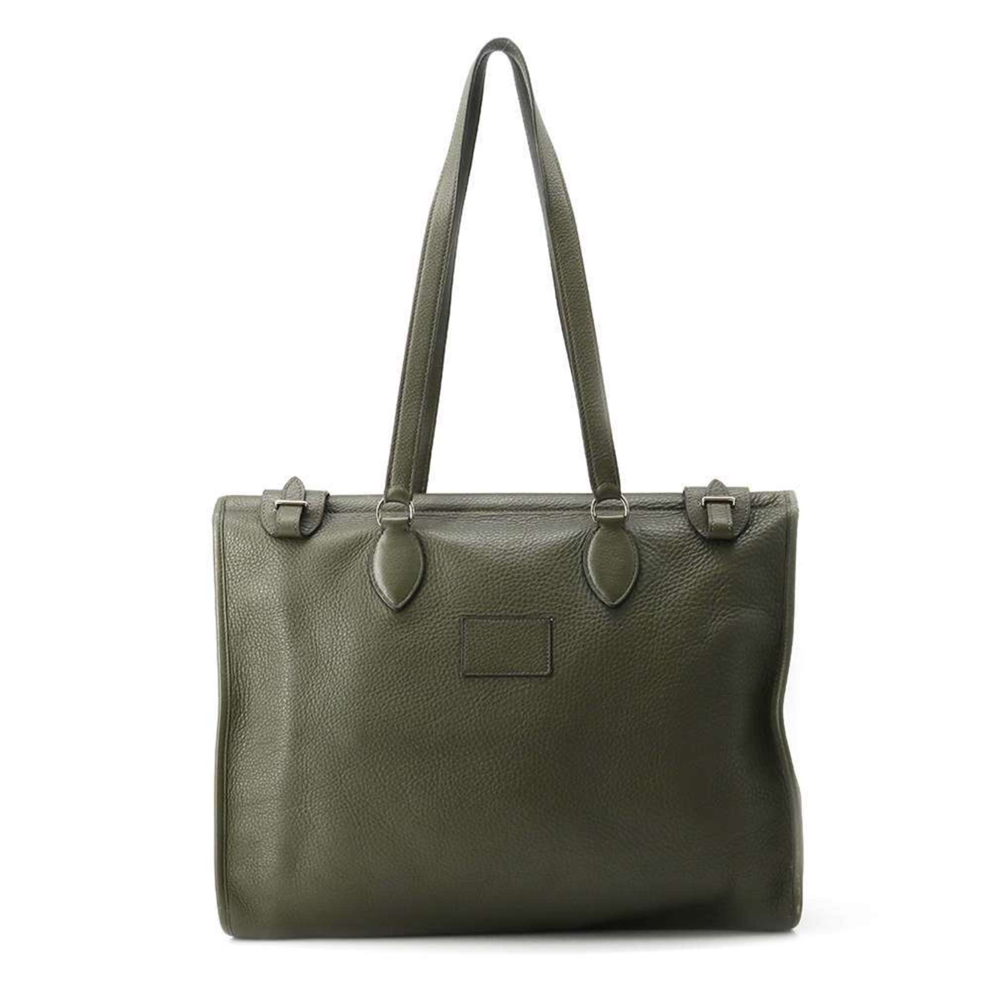 Hermes Tote Bag Cabas 40 Vert Taurillon Clemence □E Stamp HERMES