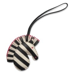 Hermes bag charm ZZ Savannah Crepe black lambskin Z engraved zebra HERMES