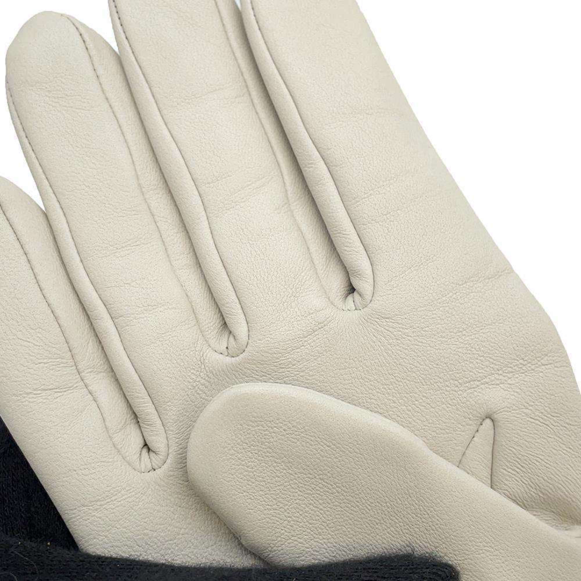 Hermes Gloves Bonnie Chaine d'Ancre Grey Lambskin Size 7 HERMES