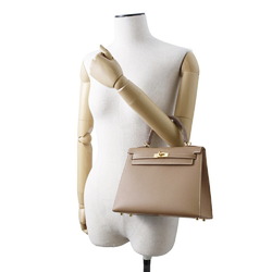 Hermes handbag Kelly 25, outer stitching, Etoupe, Epson, Z engraved, 2-way shoulder, Kelly, ladies