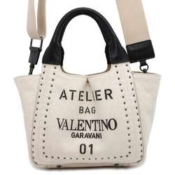 Valentino Garavani Tote Bag Atelier 01 Canvas Leather WW0B0J97NIZ VALENTINO 2way Shoulder Black