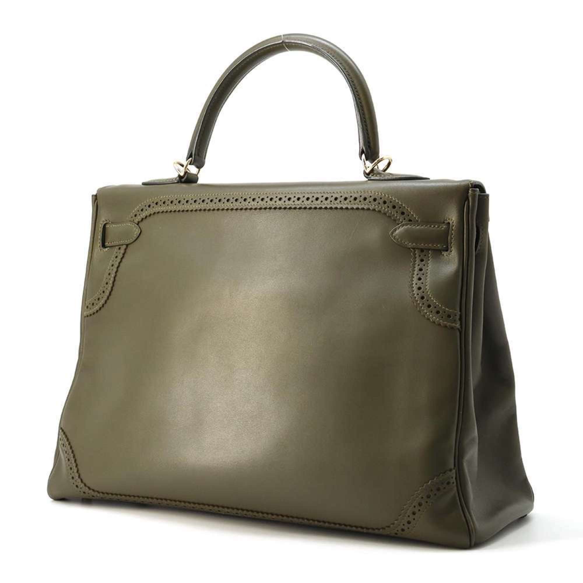 Hermes handbag Kelly 35 Gillies inner stitching olive tadelakt swift □Q stamp ladies 2way shoulder