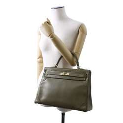 Hermes handbag Kelly 35 Gillies inner stitching olive tadelakt swift □Q stamp ladies 2way shoulder