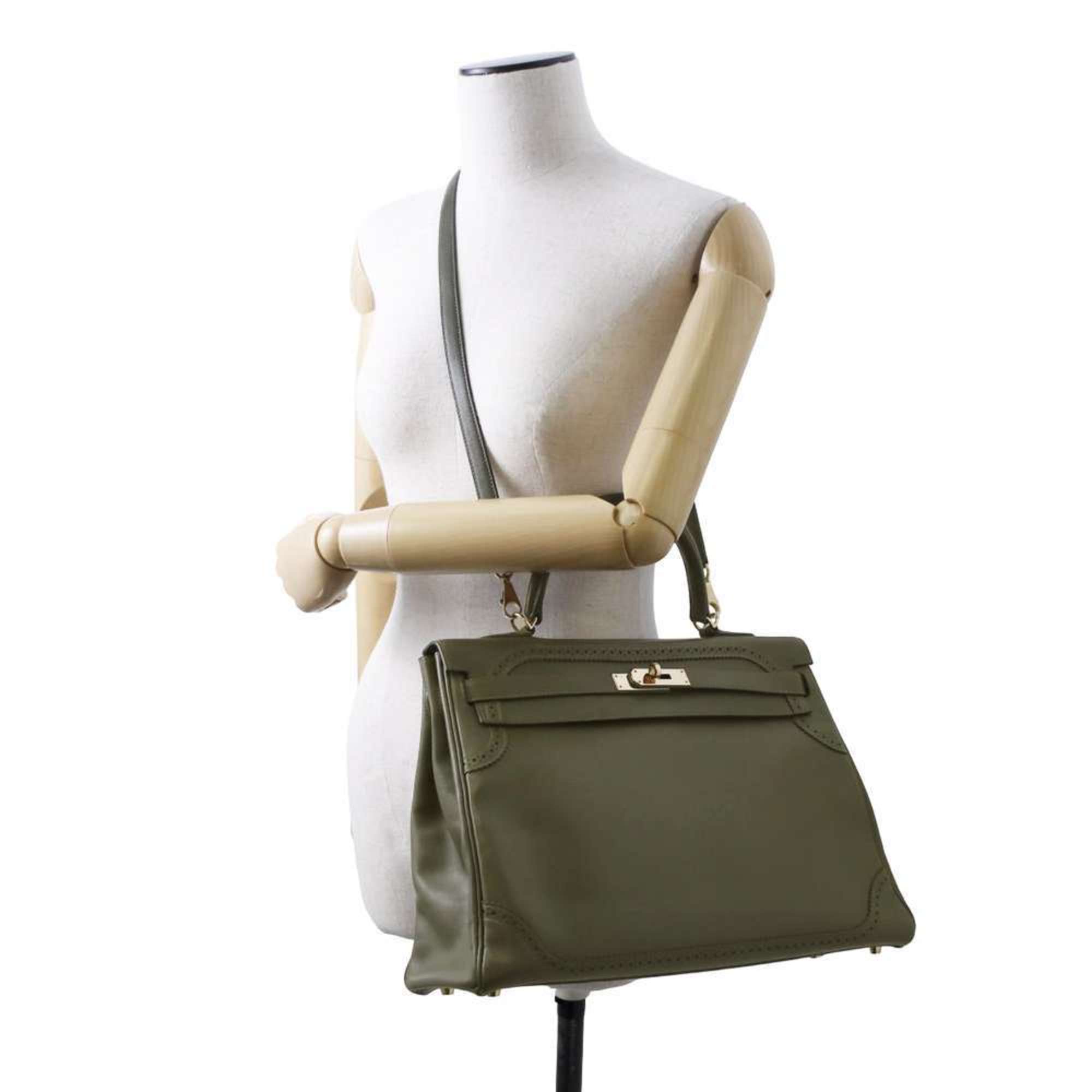 Hermes handbag Kelly 35 Gillies inner stitching olive tadelakt swift □Q stamp ladies 2way shoulder