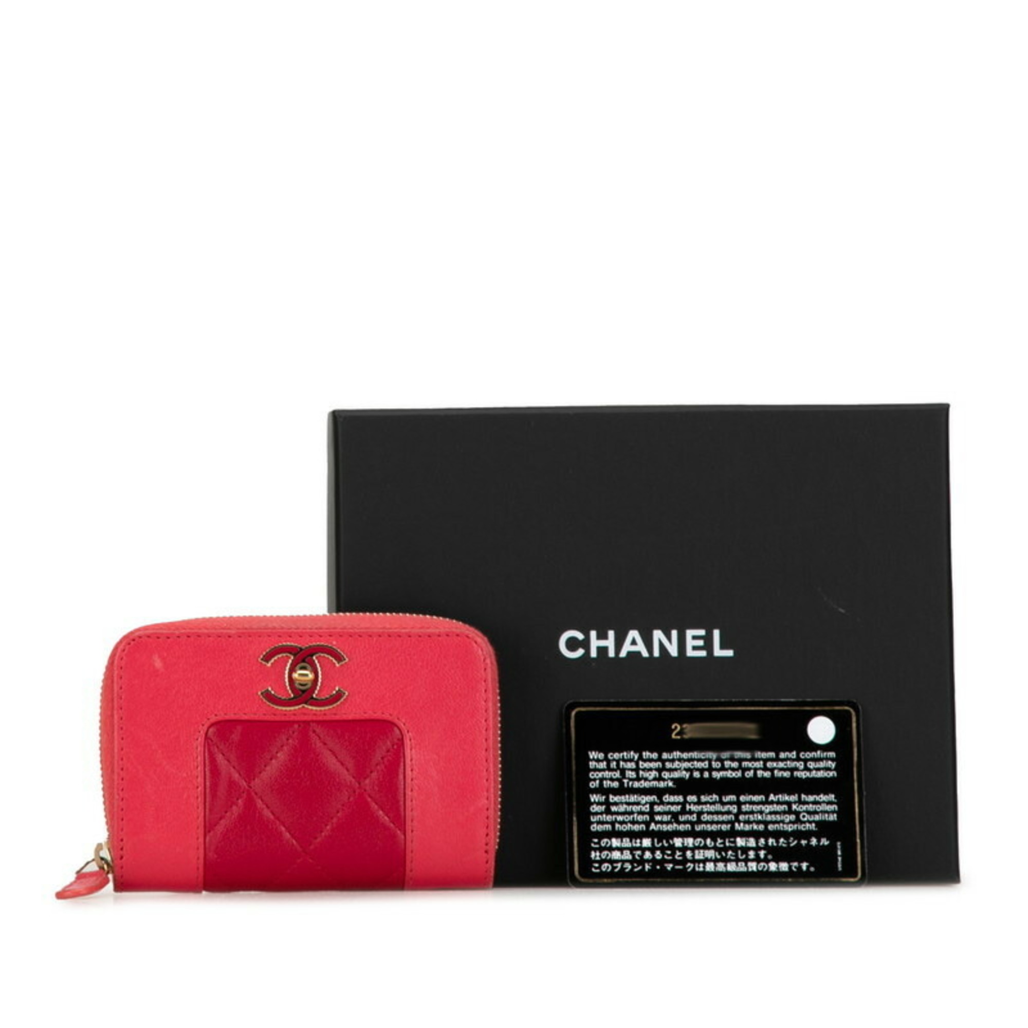 Chanel Coco Mark Coin Case, Purse, Pink, Gold, Leather, Women's, CHANEL