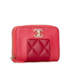 Chanel Coco Mark Coin Case, Purse, Pink, Gold, Leather, Women's, CHANEL