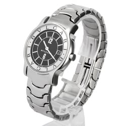 BVLGARI ST35S Solotempo Watch Quartz Black Dial SS Men's