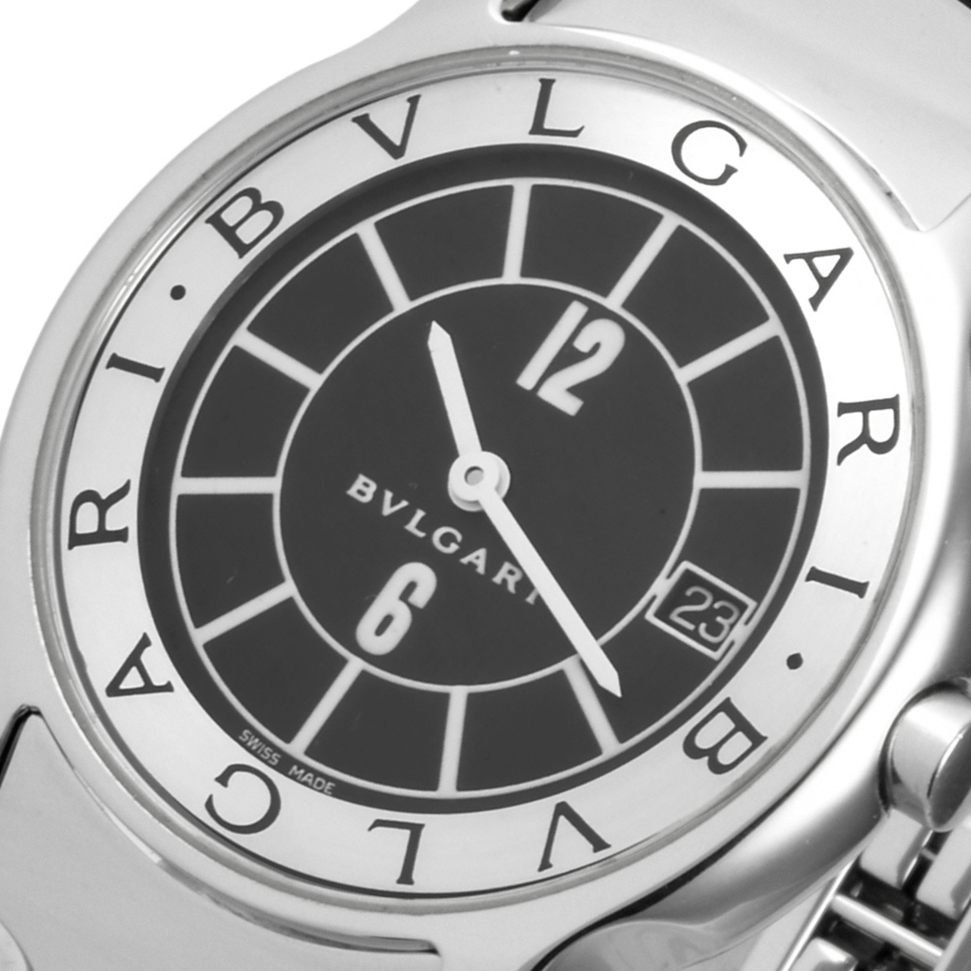 BVLGARI ST35S Solotempo Watch Quartz Black Dial SS Men's