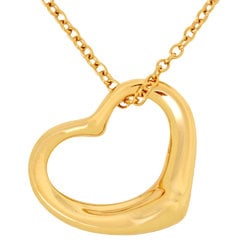 Tiffany & Co. Elsa Peretti Heart Necklace K18YG 40cm 2.9g Women's