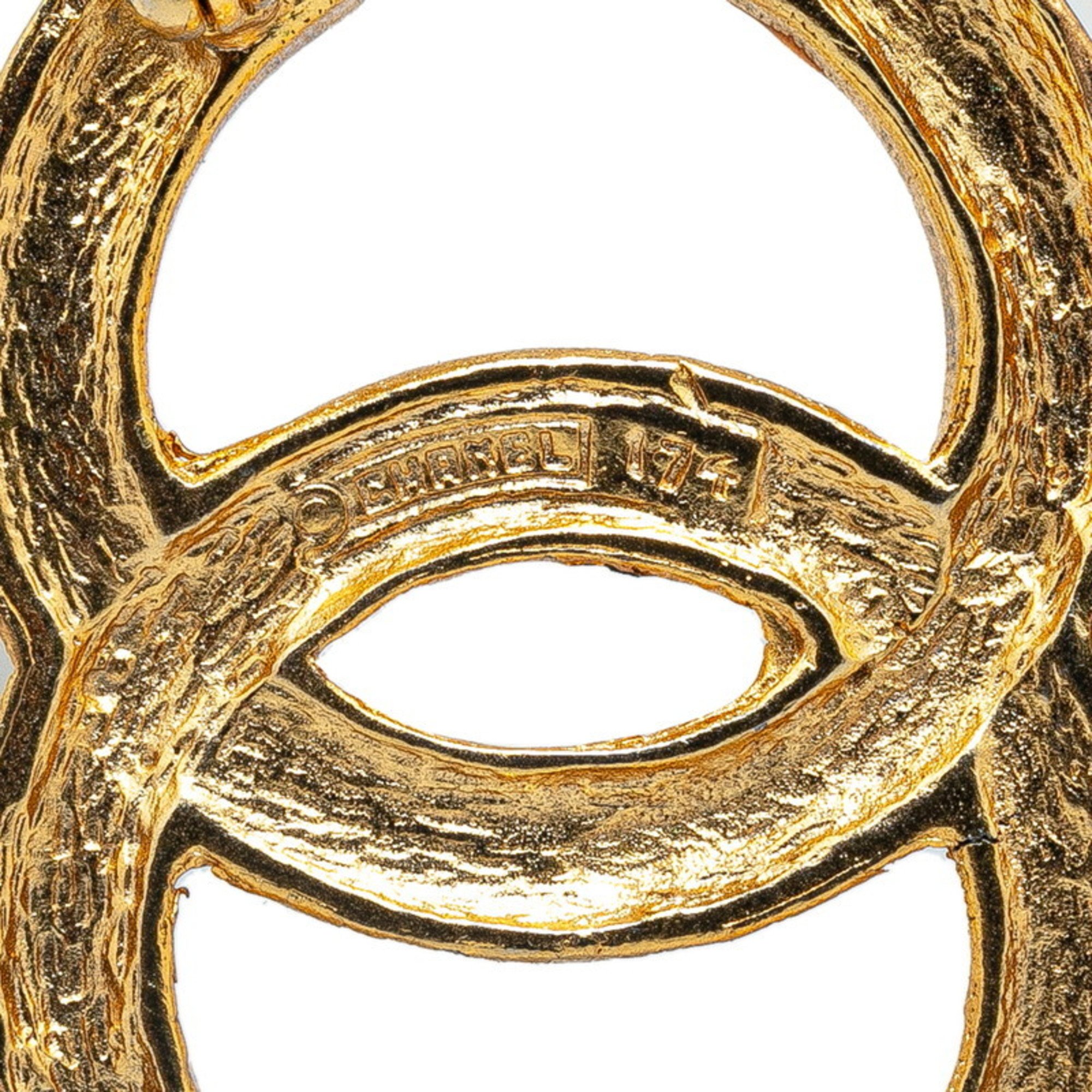 Chanel Coco Mark Rhinestone Brooch Gold Plated Women's CHANEL