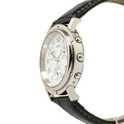 Hermes Clipper Chrono Watch CL1.910 Quartz White Dial Stainless Steel Leather Women's HERMES