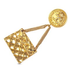 Chanel Matelasse Coco Mark Swing Brooch Gold Plated Women's CHANEL