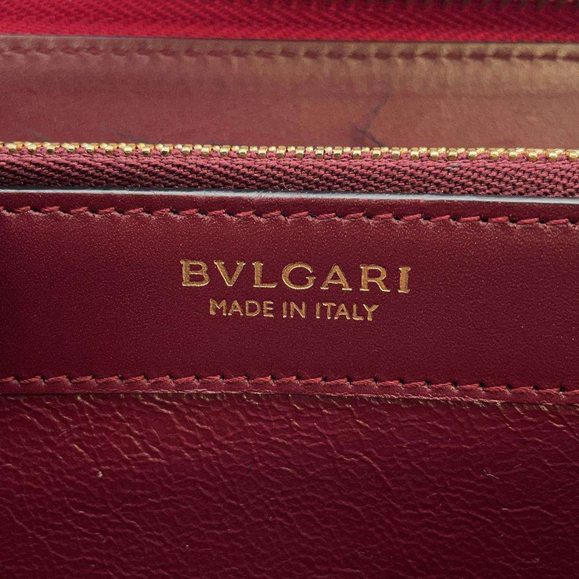 BVLGARI Long Wallet Serpenti Round Zip Leather Women's WALLET