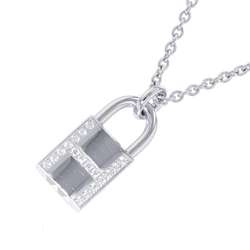 Hermes Necklace Amulet Padlock Kelly Diamond 18P 0.09ct K18WG White Gold HERMES Pendant