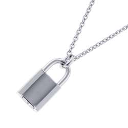 Hermes Necklace Amulet Padlock Kelly Diamond 18P 0.09ct K18WG White Gold HERMES Pendant