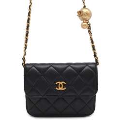 Chanel Chain Shoulder Pouch Matelasse Coco Ball Lambskin CHANEL Pochette Bag Women's