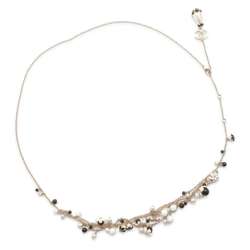 Chanel Necklace Coco Mark Camellia Fake Pearl Rhinestone A21C CHANEL Black White Women's
