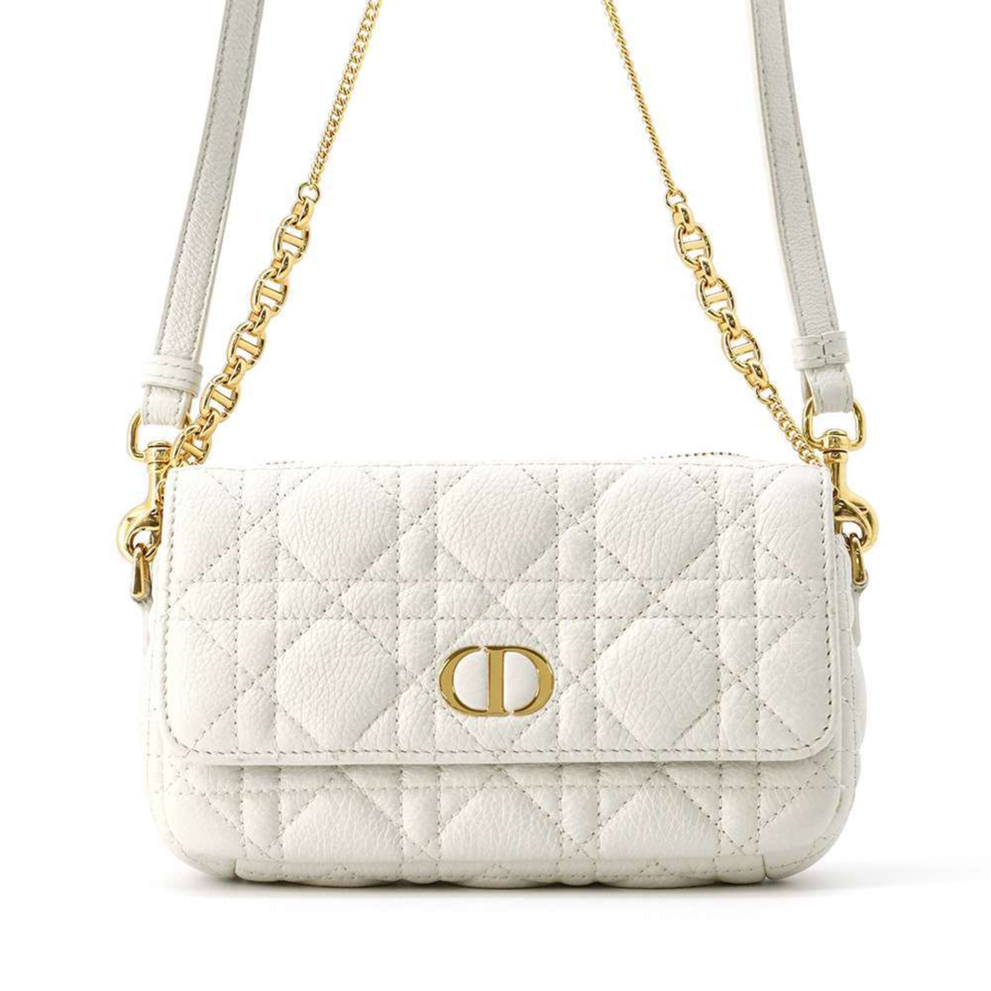 Christian Dior Shoulder Bag Caro Canage S5125UWHC White Women's