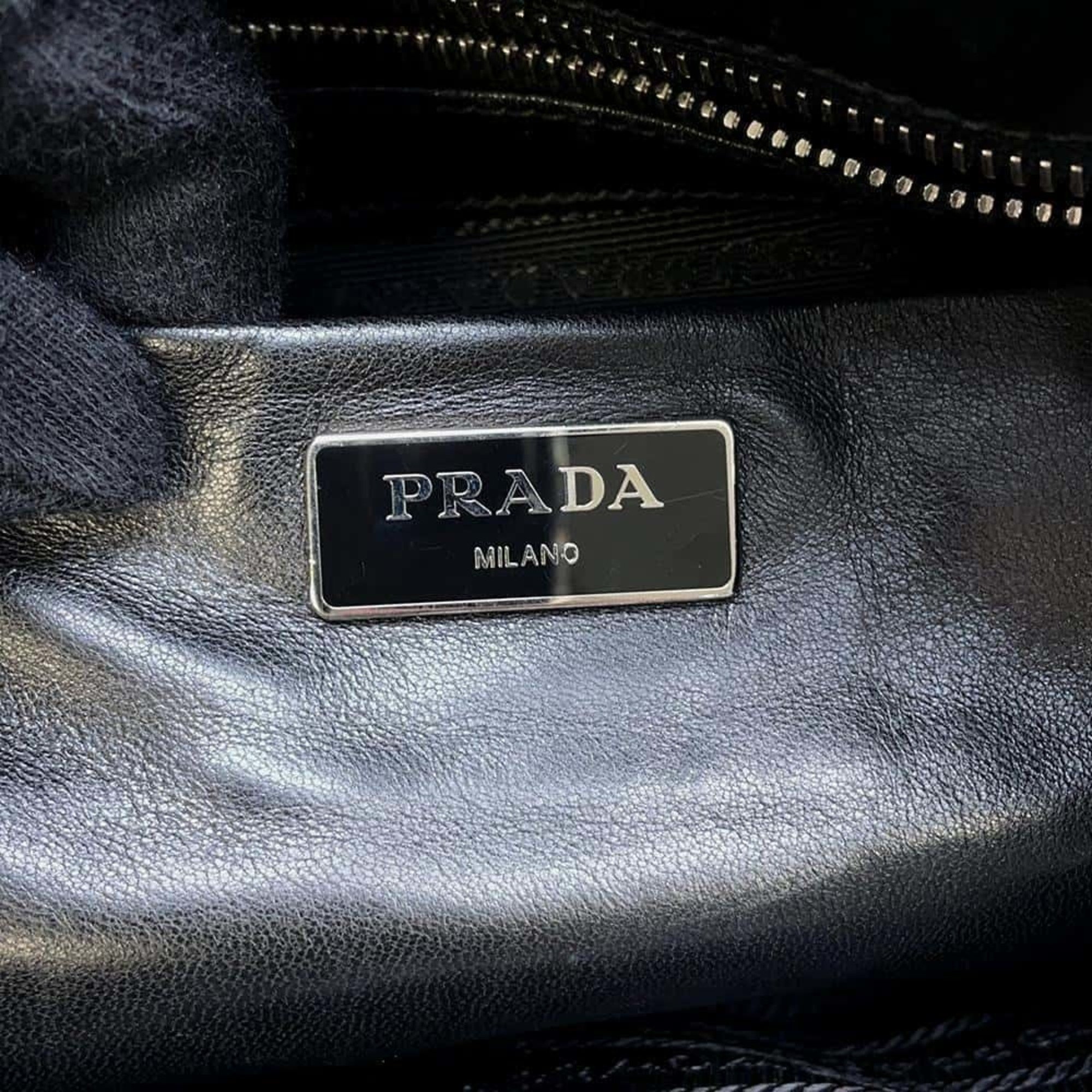 Prada Tote Bag Ribbon Nylon 1BG027 PRADA 2way Shoulder Black Women's