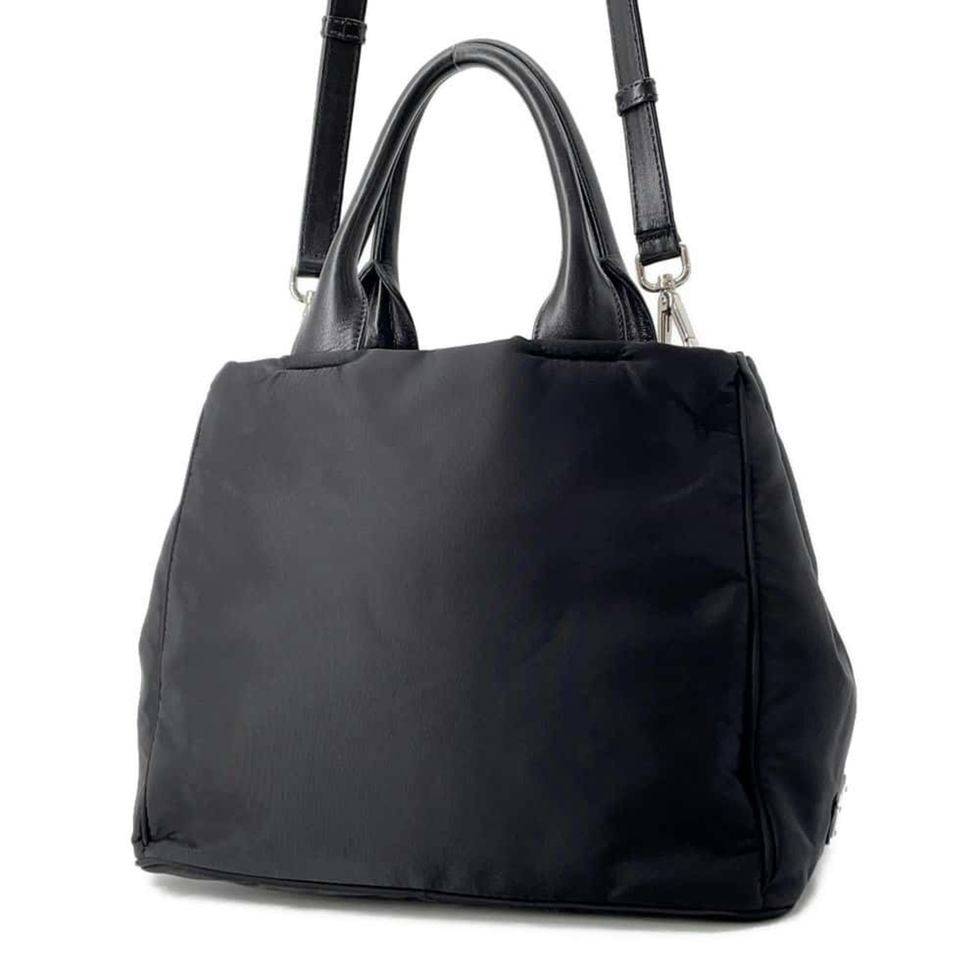 Prada Tote Bag Ribbon Nylon 1BG027 PRADA 2way Shoulder Black Women's