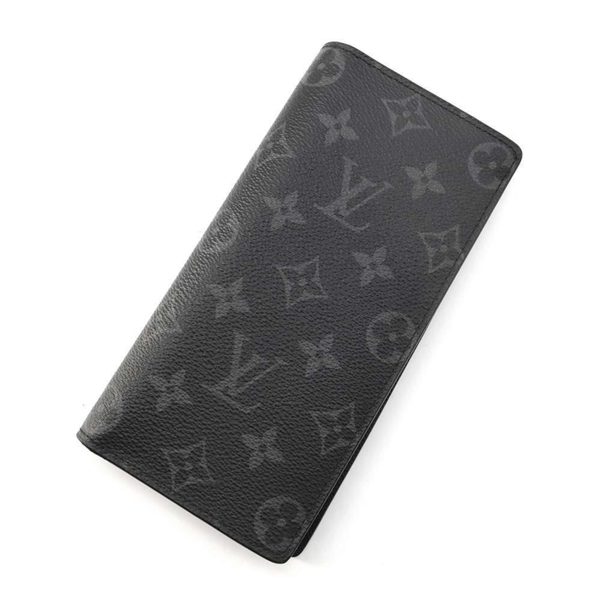 Louis Vuitton Long Wallet Monogram Eclipse Portefeuille Brazza M61697 Black Men's LOUIS VUITTON WALLET