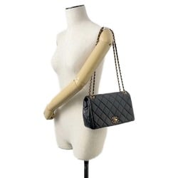 Chanel Chain Shoulder Bag Matelasse Coco Mark Lambskin AS4780B CHANEL 2way Black Women's