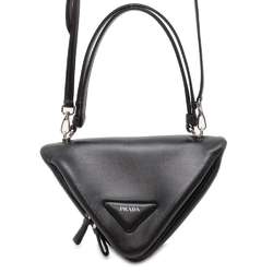 Prada handbag triangle leather 1BA315 PRADA bag 2way shoulder black women's