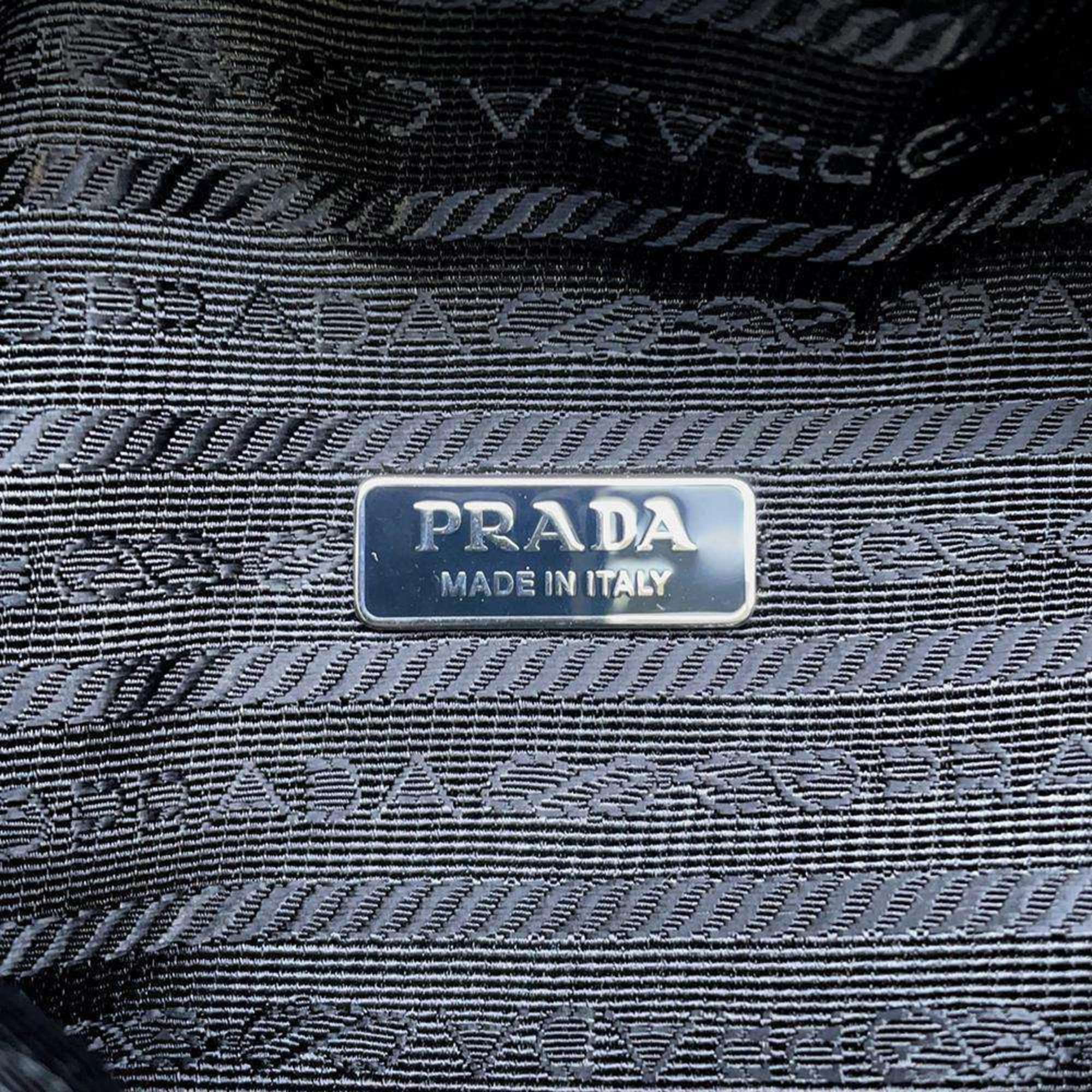 Prada handbag triangle leather 1BA315 PRADA bag 2way shoulder black women's