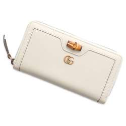 Gucci Long Wallet Diana Bamboo Leather 658634 GUCCI Round White Women's WALLET