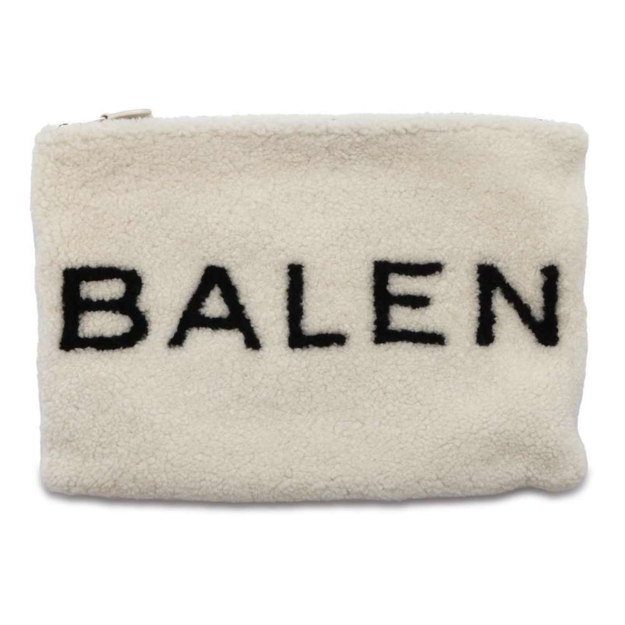 Balenciaga Clutch Bag Shearling Pouch Mouton 492681 BALENCIAGA White Black