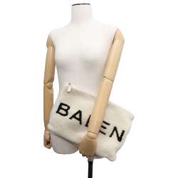 Balenciaga Clutch Bag Shearling Pouch Mouton 492681 BALENCIAGA White Black