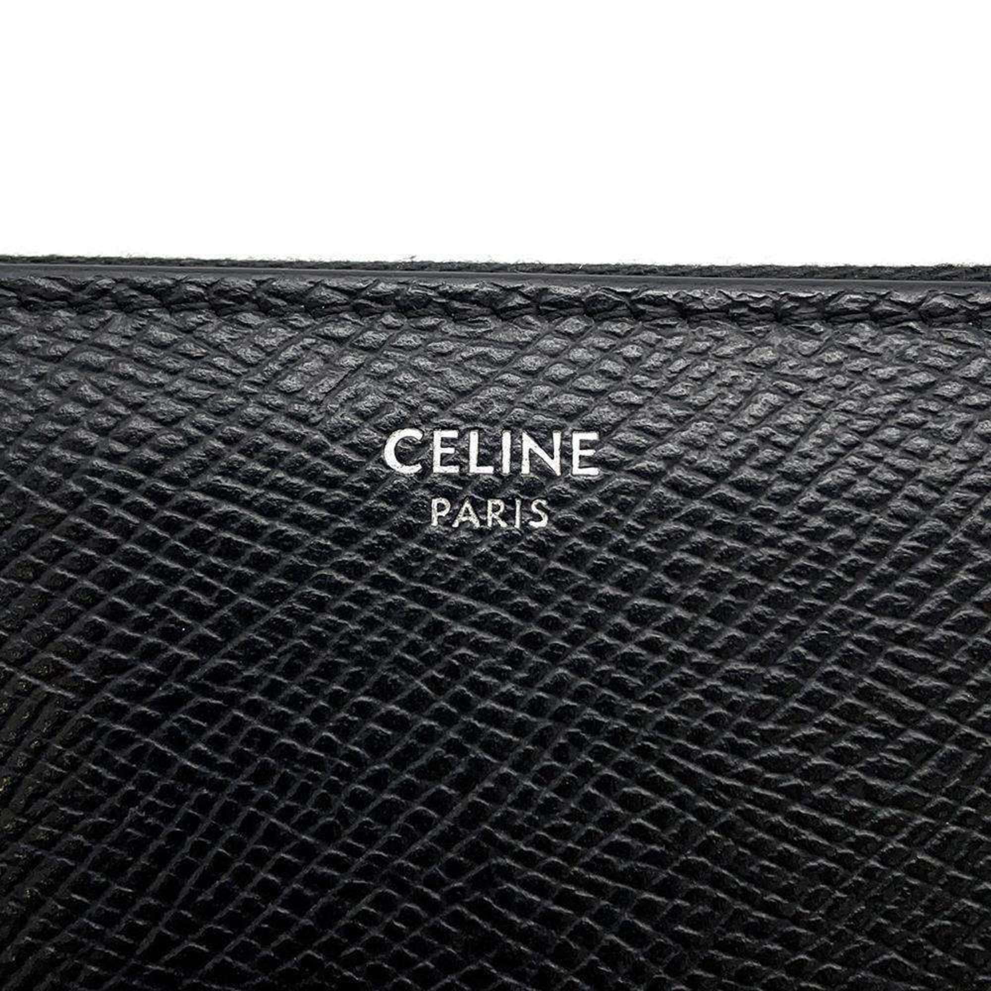 Celine Long Wallet Large Zipped Round Leather 10B553BEL CELINE Black WALLET