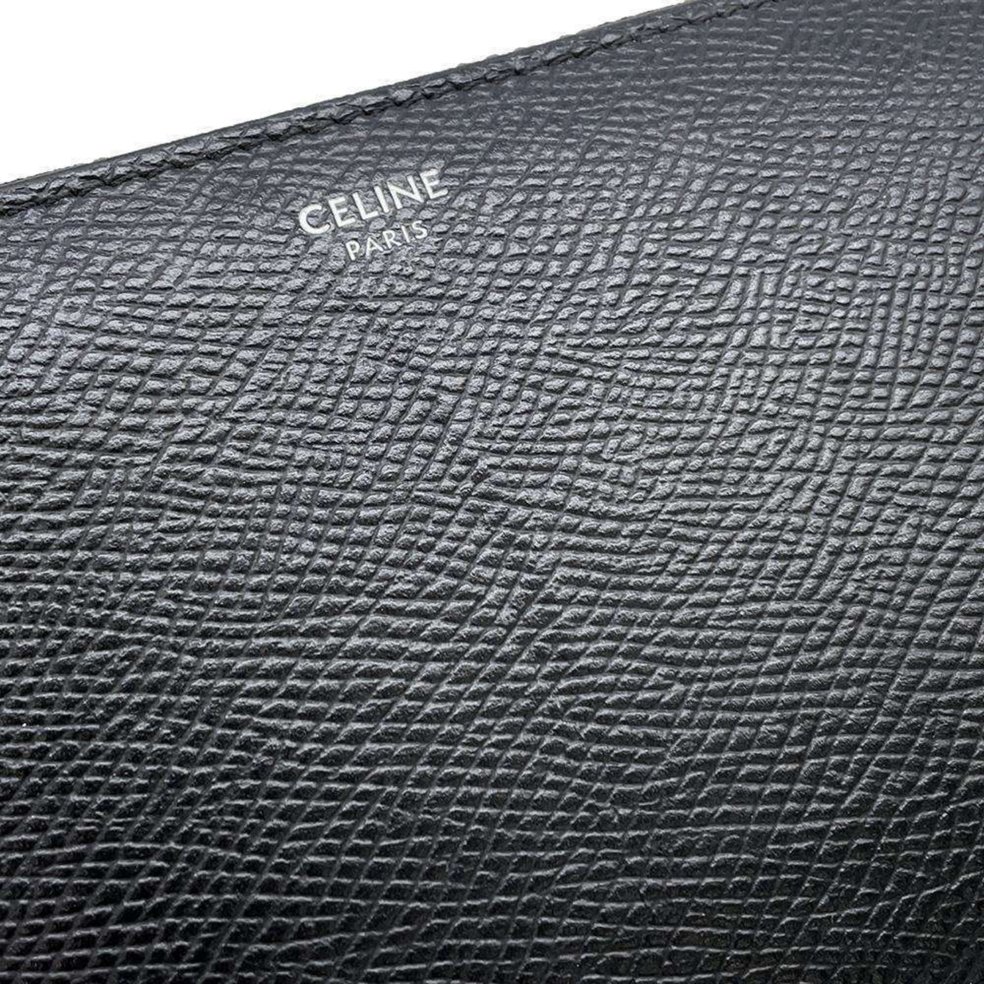 Celine Long Wallet Large Zipped Round Leather 10B553BEL CELINE Black WALLET