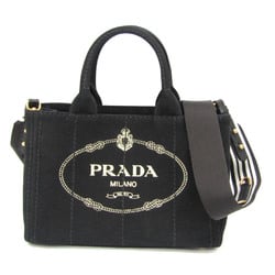 Prada Canapa 1BG439 Women's Canvas Shoulder Bag,Tote Bag Black