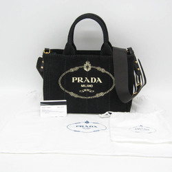 Prada Canapa 1BG439 Women's Canvas Shoulder Bag,Tote Bag Black